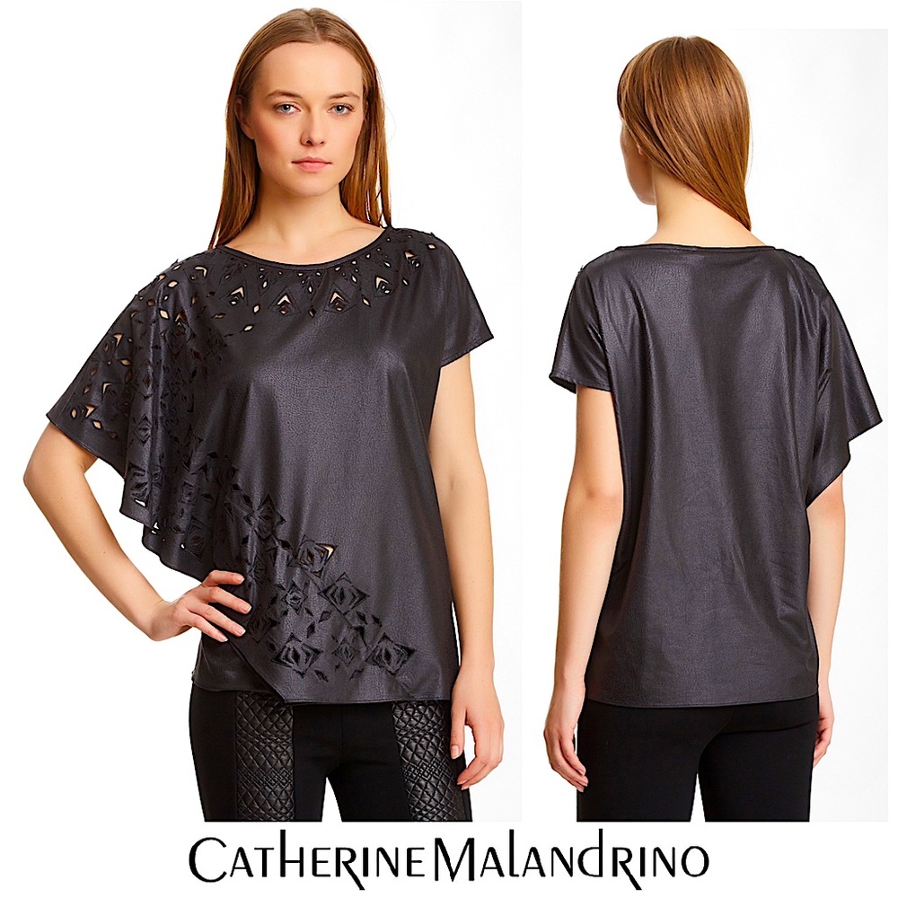 Black Blouse Catherine Malandrino Adona Asymmetrical